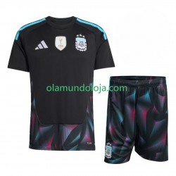 Camisola Argentina Guarda-redes Criança Equipamento Primeiro Copa do Mundo 2026 Manga Curta